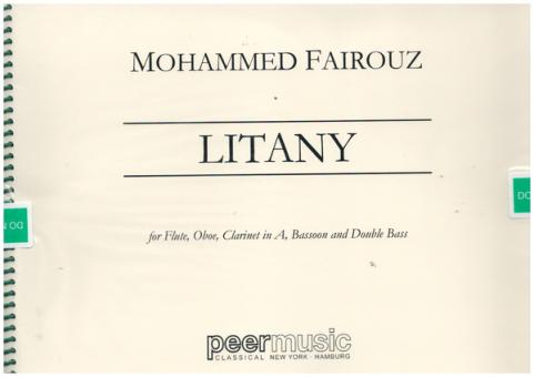 Fairouz, Mohammed: Litany for flute, oboe, clarinet in A, bassoon and double bass, score and parts 