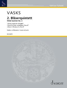 Vasks, Peteris: 2. Bläserquintett für Flöte, Oboe, Klarinette, Horn und Fagott, Partitur und Stimmen 